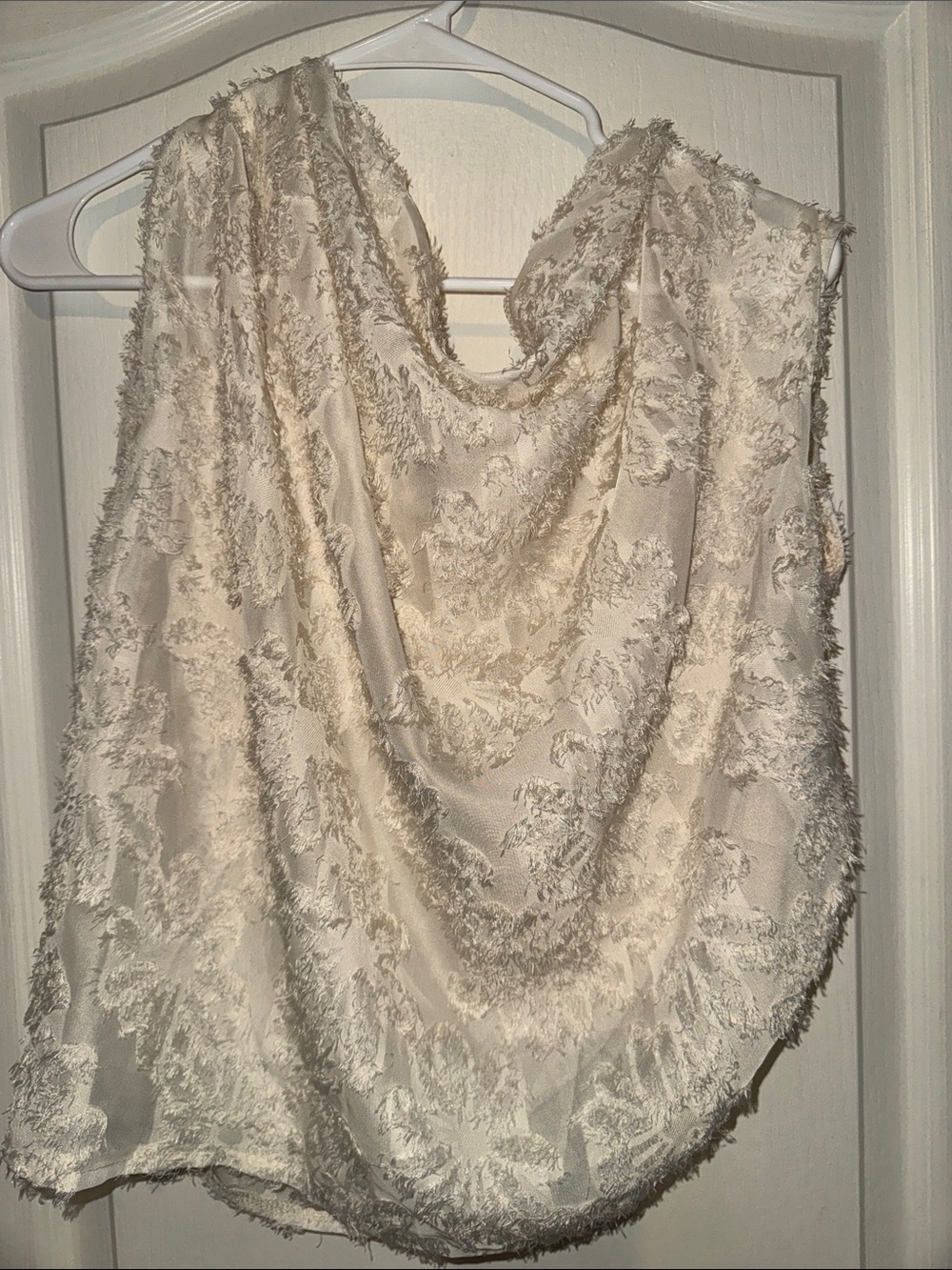 Cream Textured Sleeveless Women’s Top